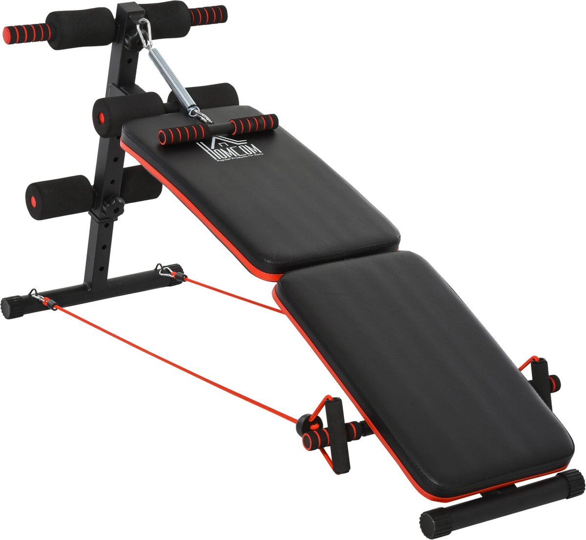 J&R Verstelbare sportbank - Buikspier bank - Crunch bank - Fitnessbank - In hoogte verstelbare trainingsbank - Sportbank - 47X142X50-66 cm - Zwart