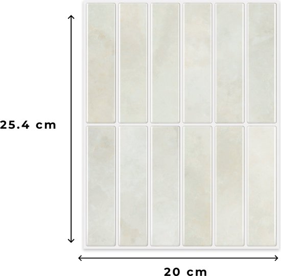 Muraio Sticky Tiles - 10 pièces Autocollants Carrelage - Autocollants Muraux 3D Stickers muraux Cuisine - Autocollants Carrelage Salle de Bain - Grijs/beige
