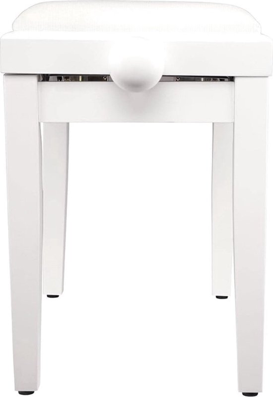 Banc De Piano Gear4music Blanc - Réglable 3 Hauteurs (45-50cm) - Charge 110kg - Coussin Simili-cuir