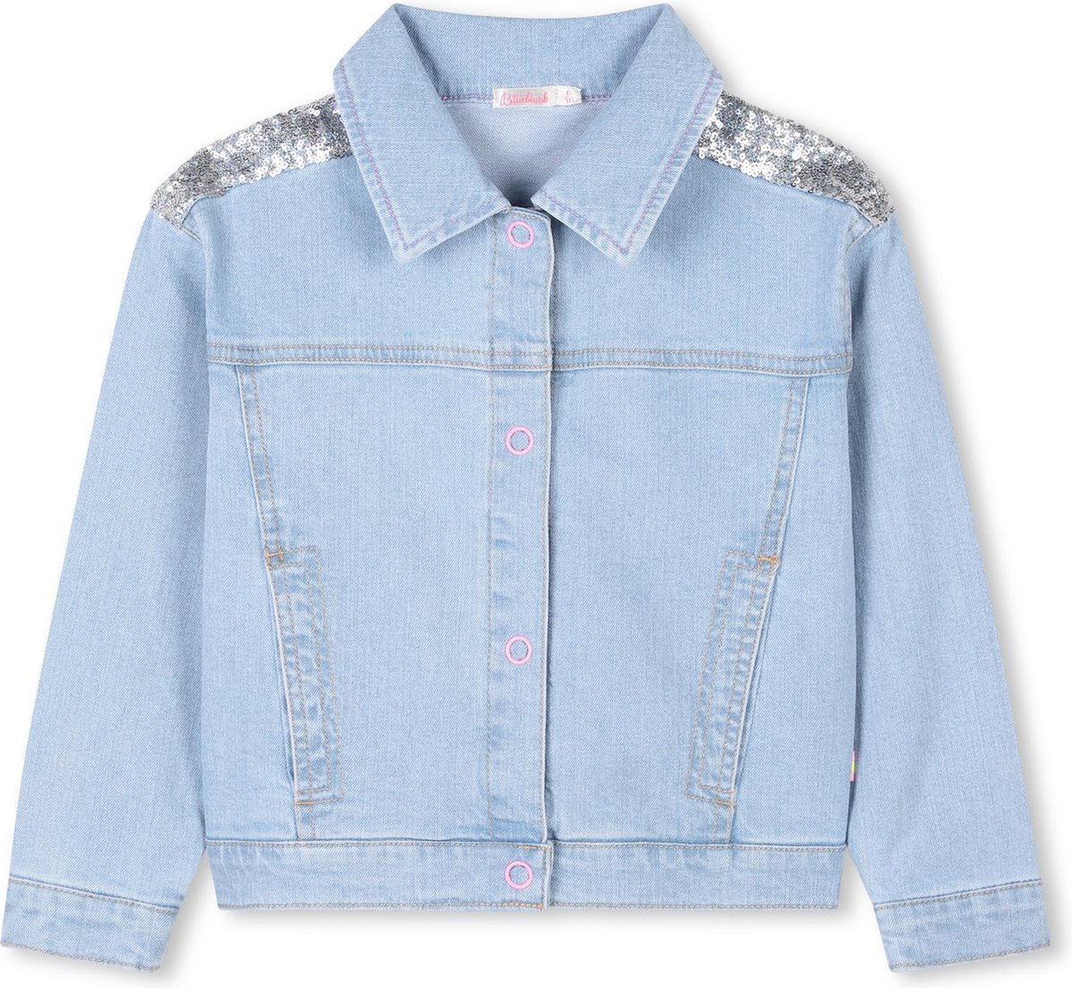 Billieblush - Jeansvest met glitter detail - Double Stone - Maat 98