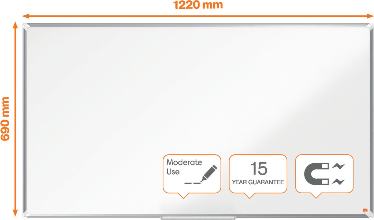 Nobo Premium Plus Widescreen Magnetisch Whiteboard Staal - Met Pennengoot - Inclusief Whiteboard Marker - 1220x690mm thumbnail 8