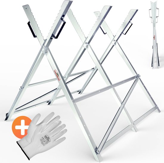 Monzana Zaagbok - Metaal Opvouwbaar 83x81x88cm - Zilver van Monzana — afbeelding 4