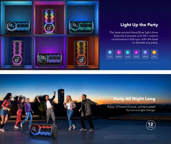 NEW Soundcore Rave 3 - AI Vocale Verwijdering Disclaimer - One Touch Karaoke Partybox Speaker - Next Level Feestgeluid met met Guitar / Wired Microphone Connection - Zwart van Anker — afbeelding 5