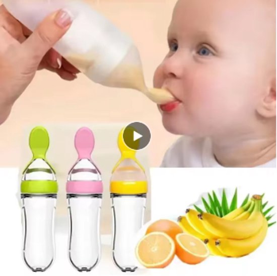 Veilige Siliconen Babyfles Met Lepel voor voedingssupplementen Baby Voedingsfles Beker knijpbaar rijstgraanfles — afbeelding 2