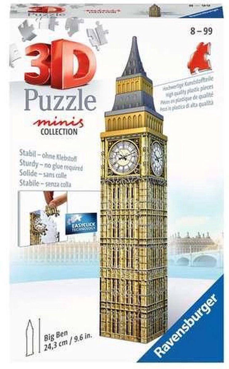Ravensburger 3D Mini Big Ben puzzel  60 stukjes  Formaat 24 cm