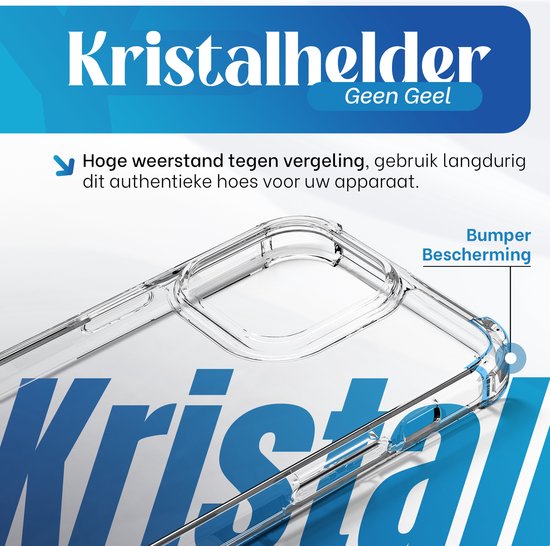 Kristalheldere hoes zonder vergeling. Hoge weerstand tegen krassen met bumperbescherming.