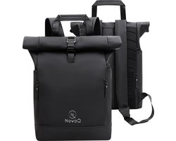 NovaQ Rolltop Rugzak Waterdicht - Dames & Heren - Laptoptas 15 6 Inch - Zwart - 40 liter - Fietsrugzak - Handbagage Rugtas