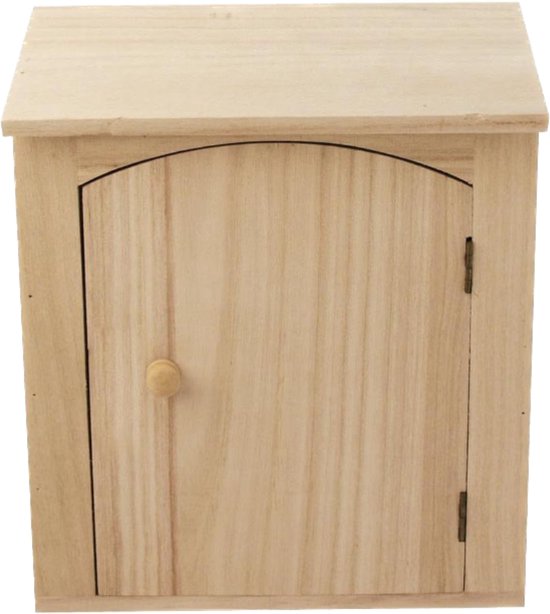 Boite à clés en bois blanc et naturel avec c?ur bois sculpté 24x18