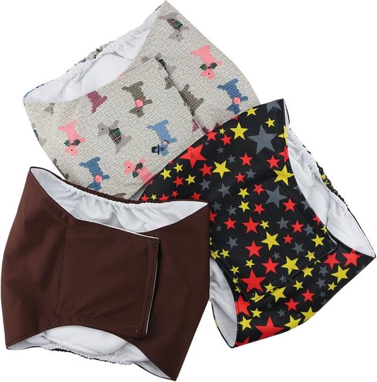 LeerKing 3-pack slipje teef Hondenbroekje met maandverband voor menstruatiebloedingen Wasbare beschermbroekjes Hondenluiers beschermbroekje Gr. XS-XXXL voor teven en katten zwart
