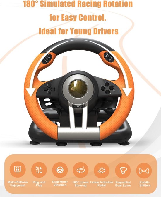 Racing Wheel - Gaming Stuurwiel - Gaming - Universeel - Racestuur en Pedalen - Drive Simulator - Stuurwiel — afbeelding 2