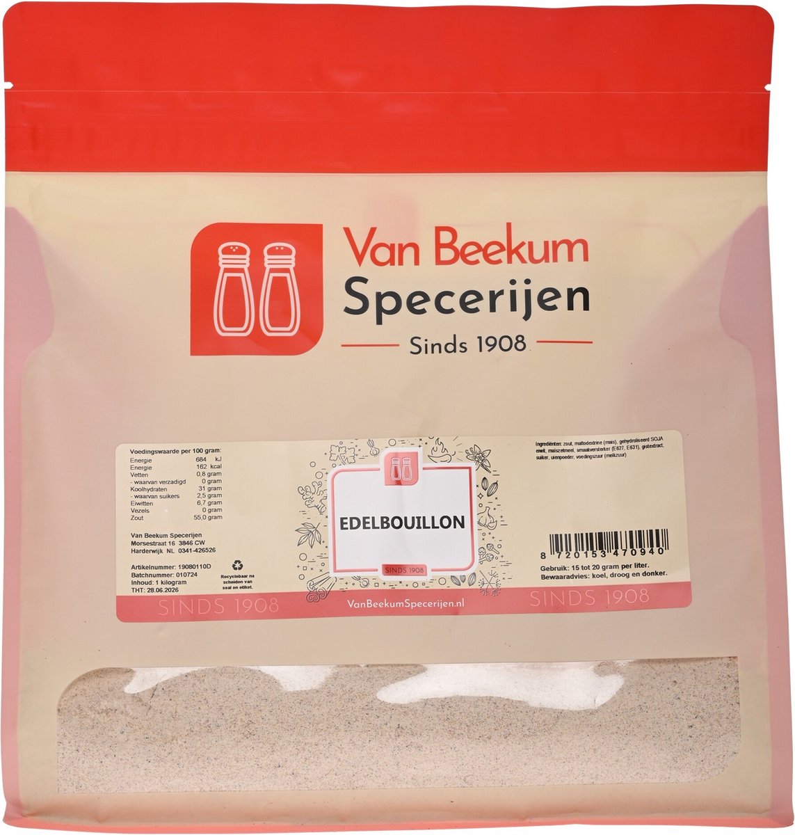 Goedkoopste Van Beekum Specerijen - Edelbouillon / Runderbouillon - 1 KG (hersluitbare stazak