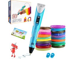Modito 3D Pen Starterspakket - Inclusief 36 meter Filament in 12 Kleuren - Gratis Tekenboek & Lange Laadkabel - Geschikt voor ABS & PLA Filament - Blauw