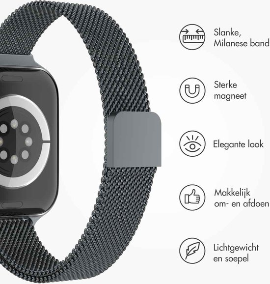 imoshion Bracelet milanais fin - Convient pour Apple Watch 1, 2, 3, 4, 5, 6, 7, 8, 9, 10 (42 mm), SE - 38/40/41 mm - Blauw - Taille unique