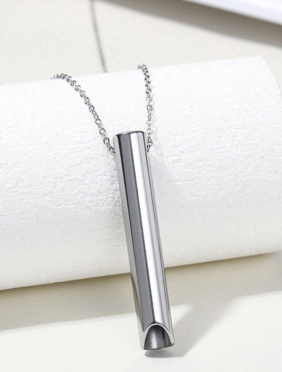 Dyfenz mindfulness Ketting met Ademhalingstechniek tegen stress en angst zilverkleurig