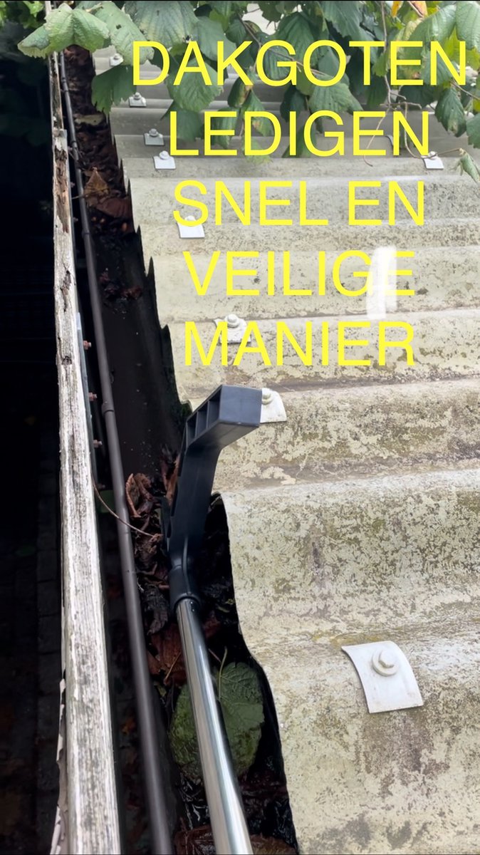 Dakgootreiniger met telescoop dakgoot - Dakgoottrekker - Dakgootschep - dakgootreiniger met steel - dakgoot schoonmaak - dakgoot reinigen - dakgootborstel - dakgoot schoon maken blad verwijderen - bladeren verwijderen - bladvanger - zonder ladder