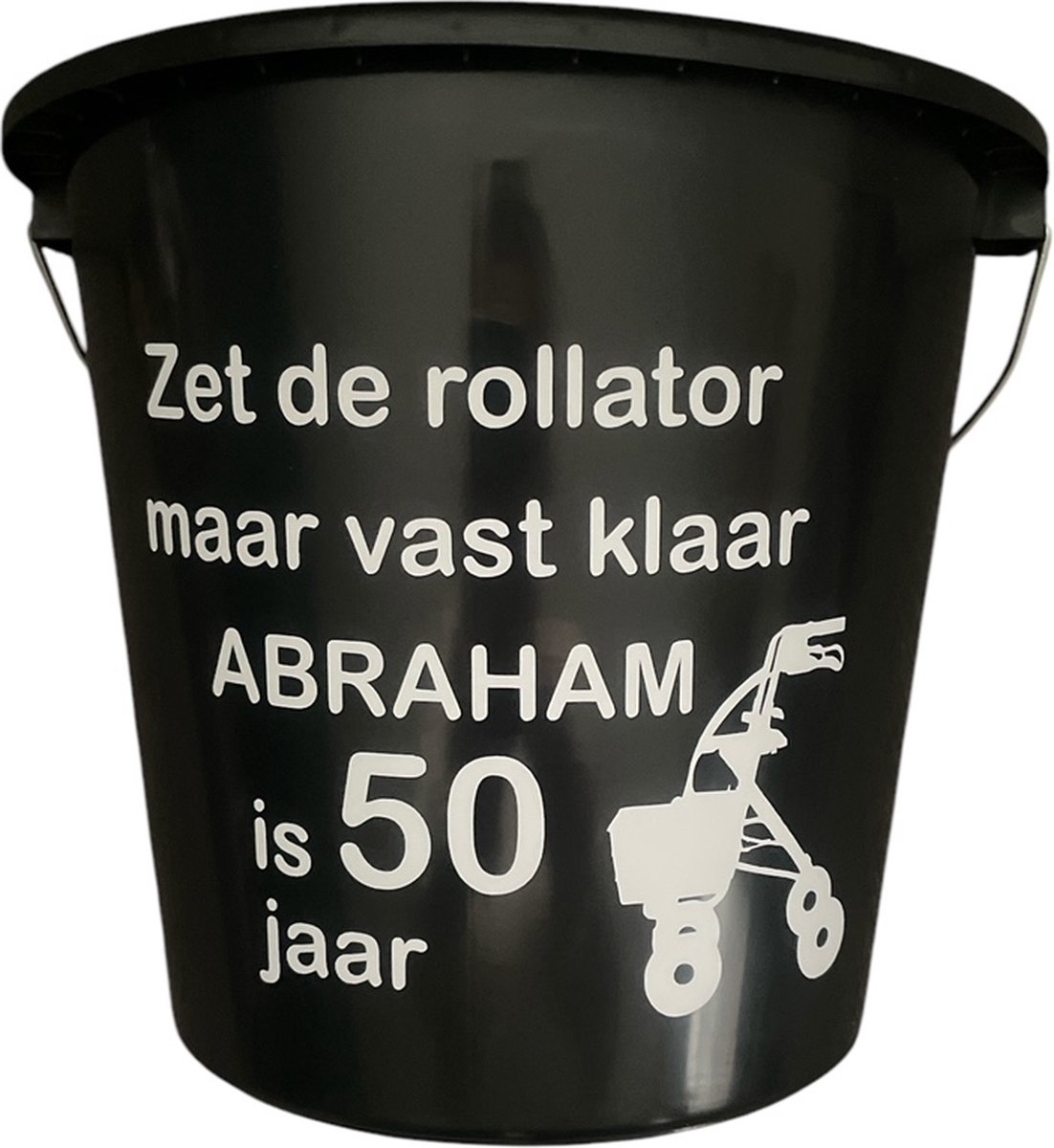 Cadeau Emmer - Rollator Abraham - 5 Liter - Zwart - Cadeau - Gift - Kado - Geschenk - Verjaardag - Abraham