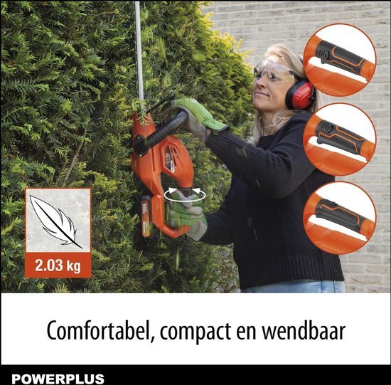 Powerplus Dual Power POWDPG7531 Accu heggenschaar - 20V - Snoeien en knippen - 580mm zwaardlengte - 18mm mesafstand - Excl. accu en lader - Haagschaar voor tuinonderhoud van Powerplus — afbeelding 5