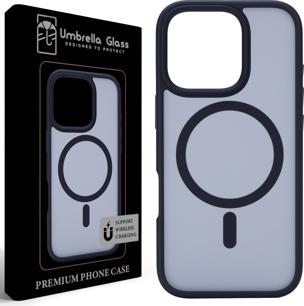 Umbrella Glass - Black Mysterie Magnetic Shield hoesje - Geschikt voor iPhone 16 Pro