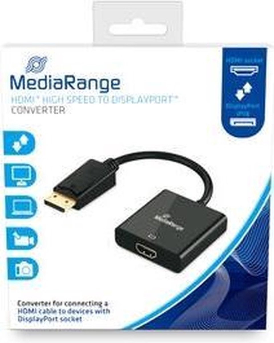 HDMI HighSpeed naar DisplayPort Converter, vergulde contacten, HDMI-contrastekker/DP-stekker, 20cm