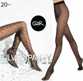 Gatta Silver Party – Maat L - Panty Dames – 20 DEN – Zwart Glitter met Vierkantjes – Feest Panty – Nieuwjaar (1 stuks)