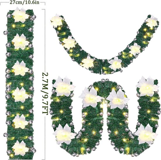 2x Vandans kerstguirlande | groen met bevroren details & dennenappels