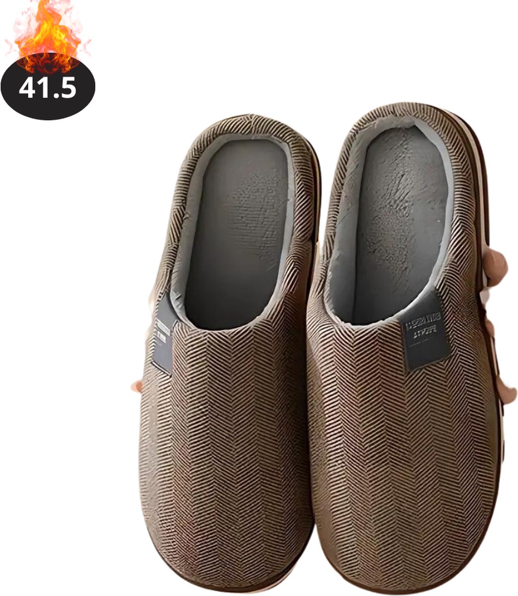 Bovista Warme Pantoffels - Sloffen - Slippers - Dames - Heren - Pluche - Maat 41.5 - Koffie