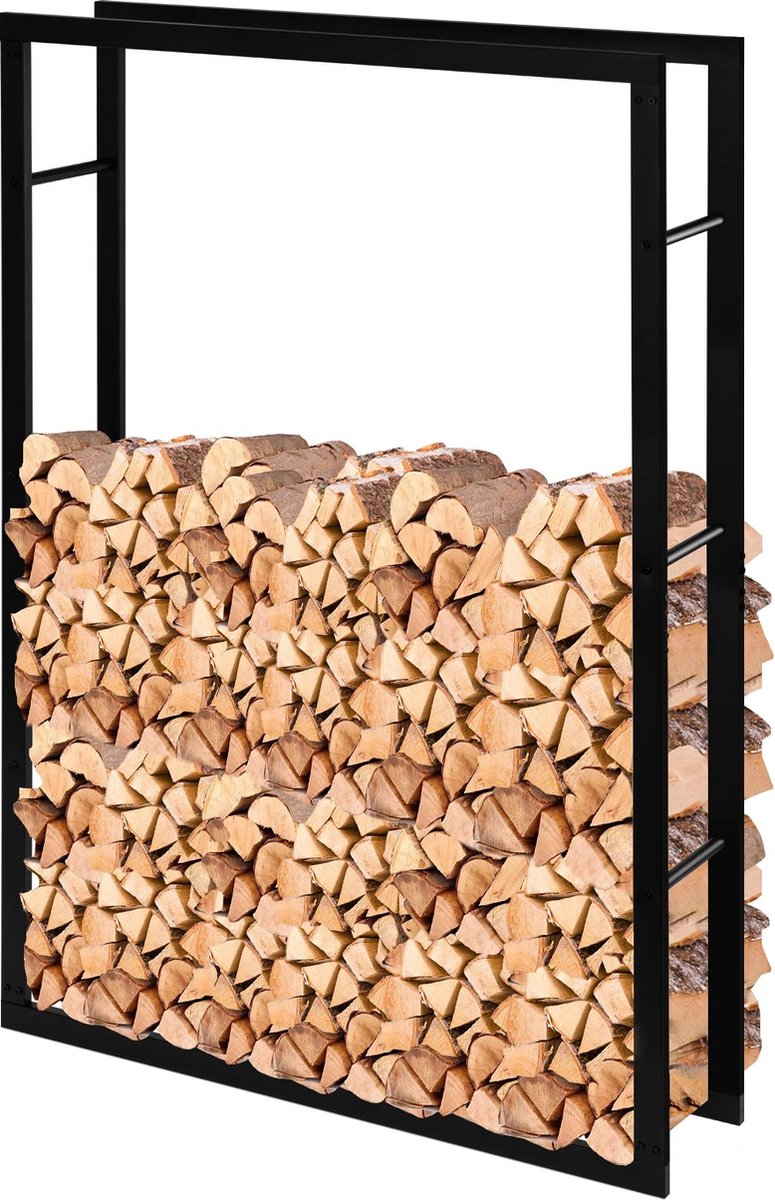 SteeFly® Zwart brandhout rek - Metalen opslagstandaard voor houtblokken - Binnen & buiten - Stapelrek in diverse maten