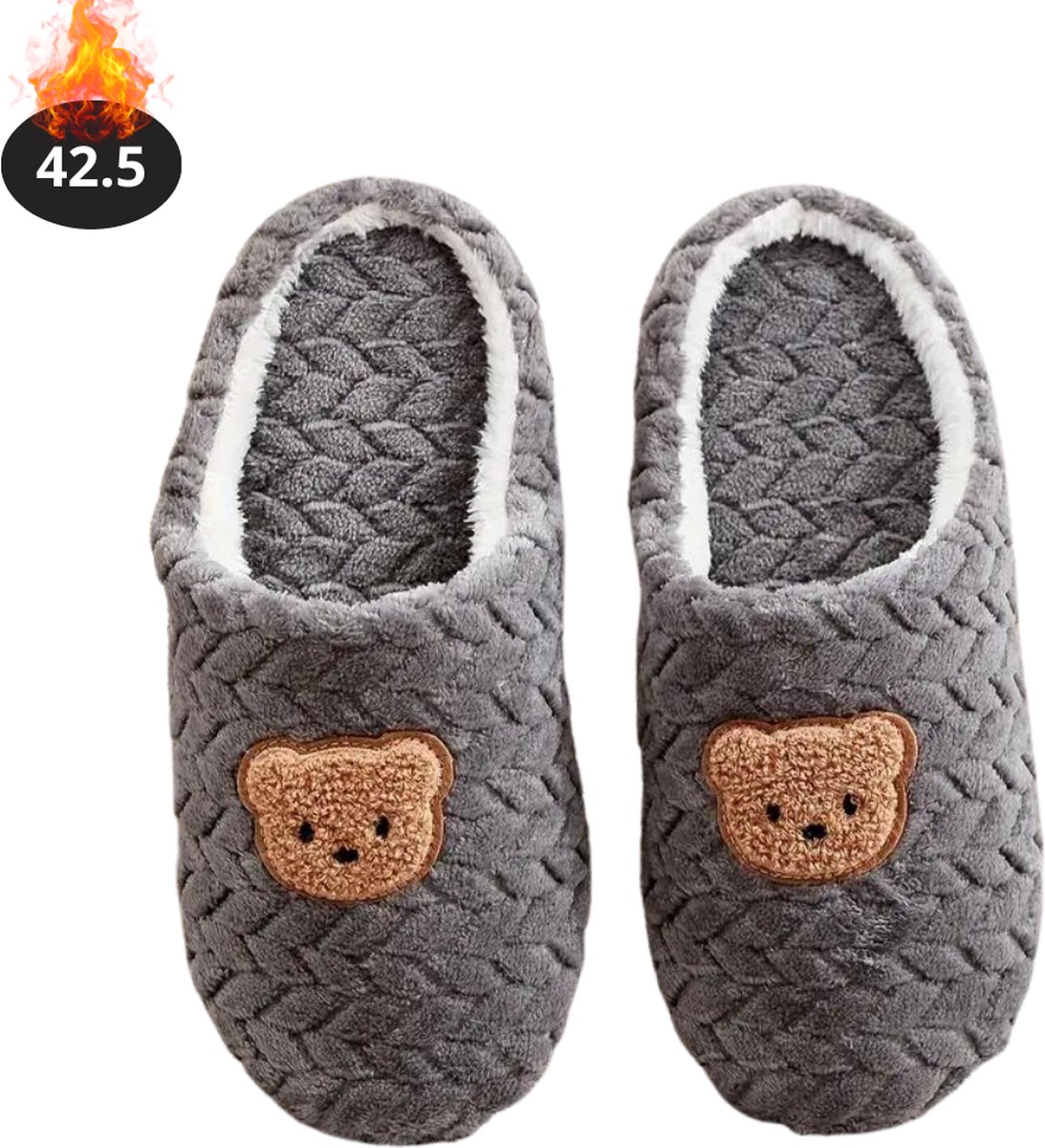 Bovista Warme Pantoffels - Sloffen - Slippers - Dames - Heren - Pluche - Maat 42.5 - Grijs