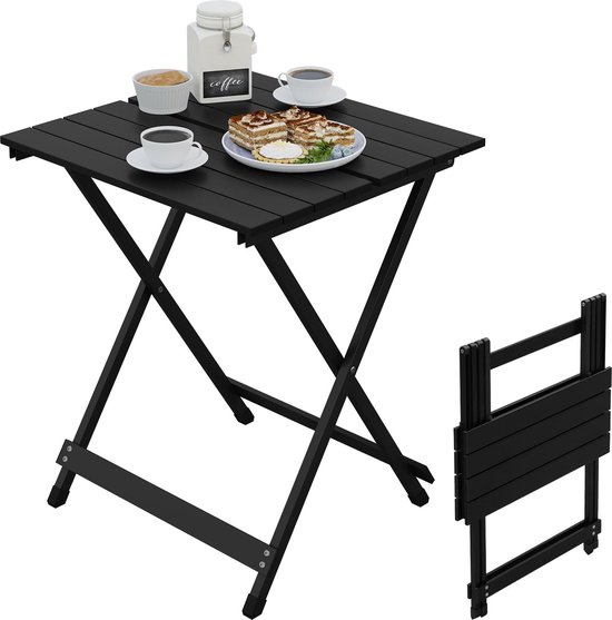 WOLTU Campingtafel van aluminium, bijzettafel, inklapbaar, balkontafel, picknicktafel, ultralicht, draagbaar en opvouwbaar, 50,5 x 47 x 59,5 cm, zilver CPT8138sb