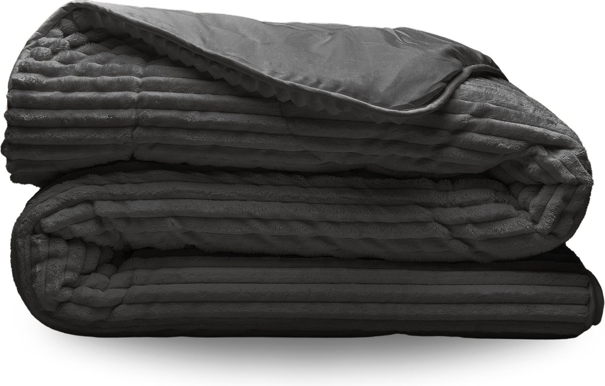 Zelesta Groovebed Anthracite 200x200 - Geribbeld Teddy Dekbedovertrek - Fluffy Dekbedovertrek - Wasbaar dekbed - Dekbed zonder overtrek