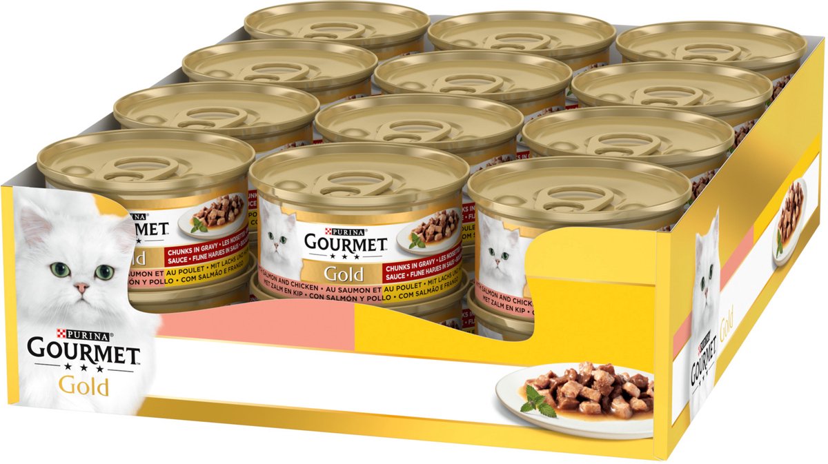 24x Gourmet Gold Fijne Hapjes Zalm - Kip