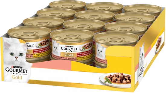 Gourmet Gold Fijne Hapjes - Kattenvoer Natvoer - Zalm & Kip - 24 x 85 g