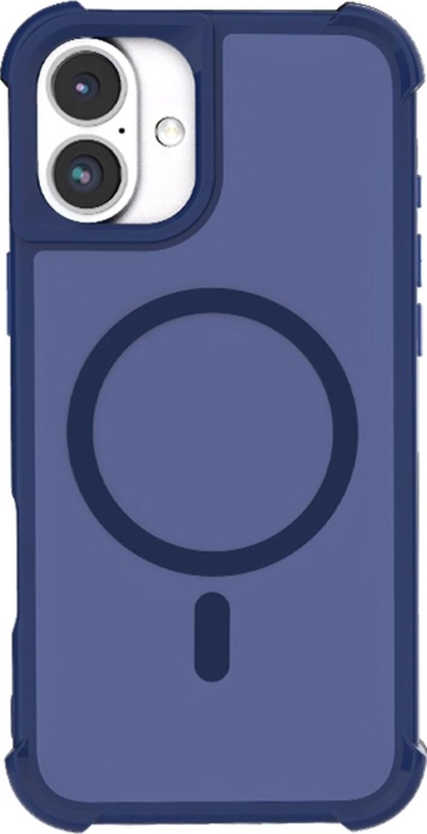 Mobigear Hoesje geschikt voor Apple iPhone 16 Plus MagSafe Telefoonhoesje Hardcase | Mobigear Armor Shield Backcover | Geschikt voor MagSafe | Geschikt voor Draadloos Opladen met Magnetische Ring | Geschikt voor MagSafe Case - Blauw