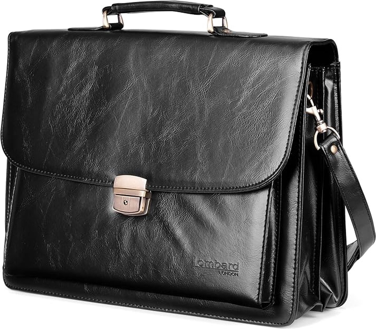 Tassia® Aktetas - 14 Inch PU Leren Aktetassen Voor Heren en Vrouwen - Laptoptas - Werktas - Zwart
