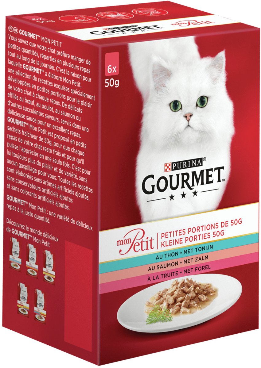 Gourmet Mon Petit Intense met tonijn, zalm en forel natvoer kat 8 x (6 x 50 g)