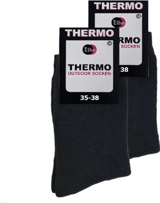 Thermo sokken ByElbo – 2pack – maat 35-38 – badstof voering – zwart - Sport Thermo Sok - Thermisch - Warm Sock - Wandelsokken - Schaatssokken - Winter Ski sokken -