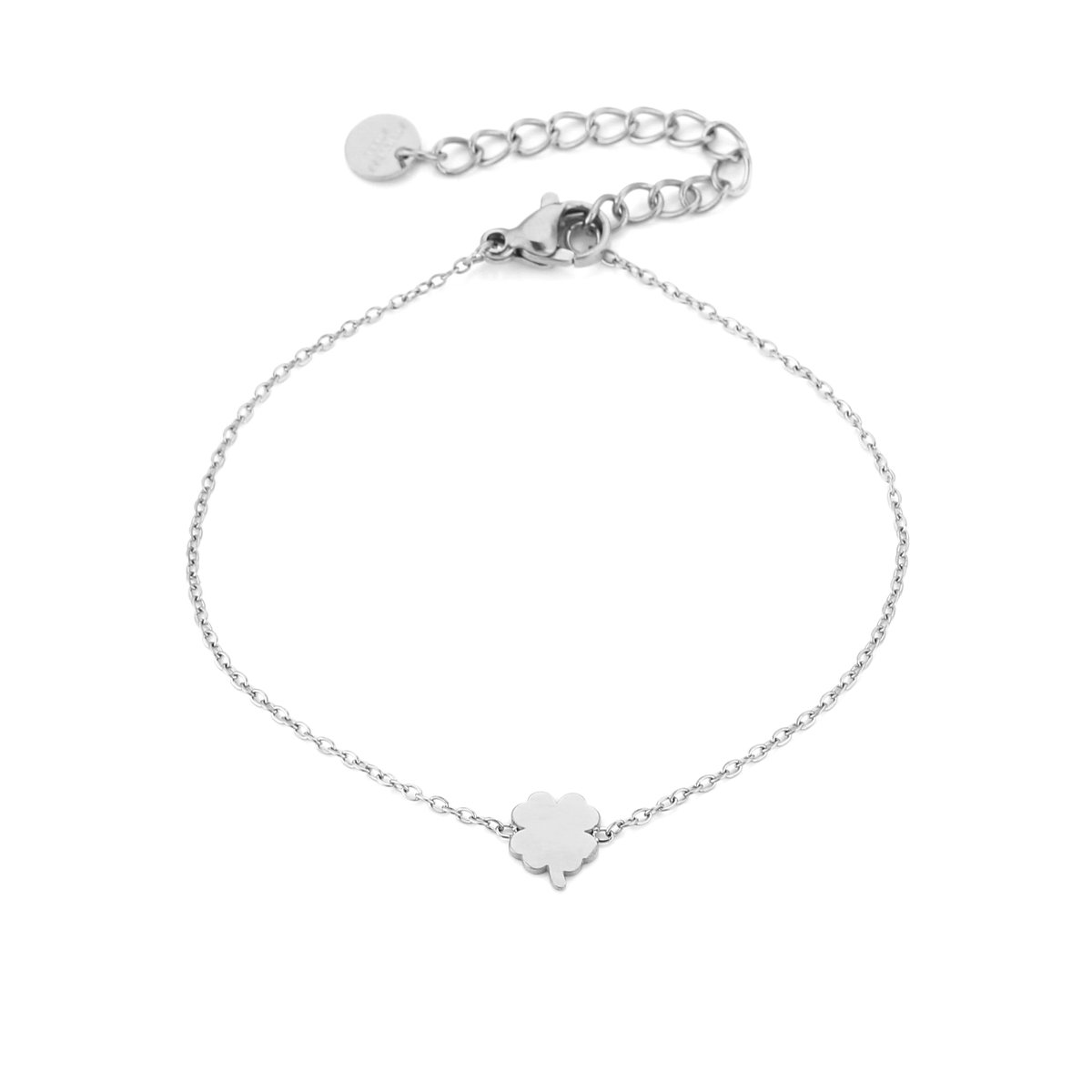 Minimalistische armband met klavertje - Michelle Bijoux - Dames armband - Zilveren armband - Zilver - Stainless Steel - Waterproof bracelet - Nikkel vrij - Kerst - Kerst cadeau - Sinterklaas cadeau - Party - Moederdag - Valentijn