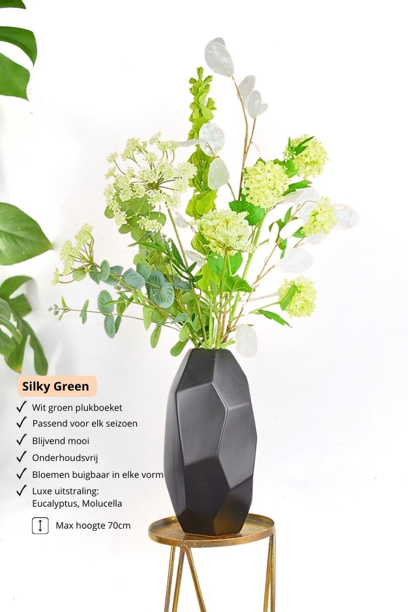 Kunstboeket - Silky Green 70 cm - Zijden Kunstbloemen - Nepbloemen - Kunstbloemen - Zijden Boeket