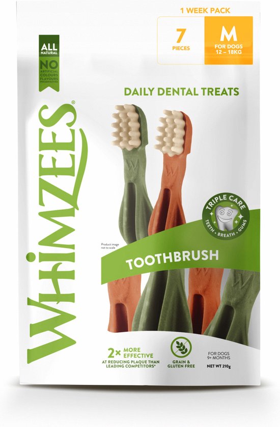 Whimzees Tandenborstel Star M 1week - Kauwsnacks - Hond - 7st
