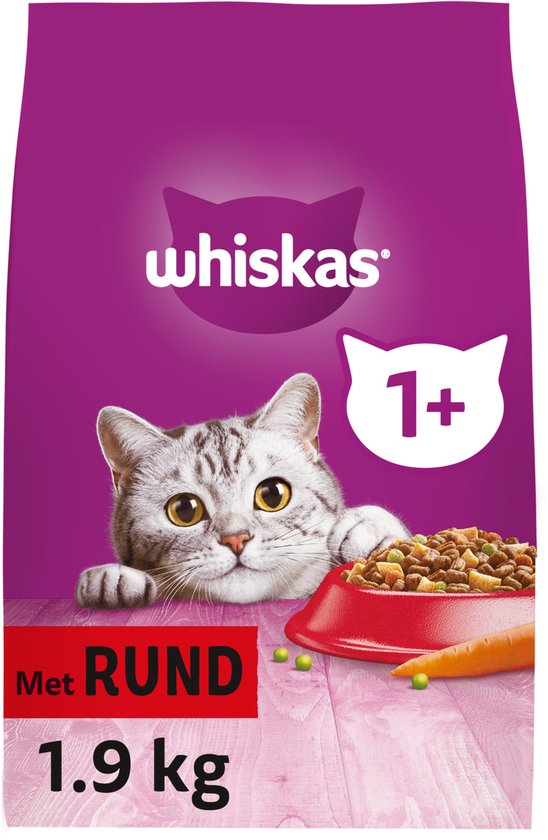 Whiskas 1+ Adult Katten Droogvoer Rund - 1,9 kg
