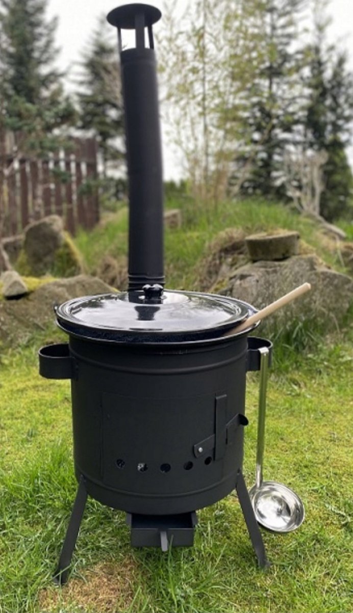 Buiten kookkachel-set 8liter.BUITEN KEUKEN! Houtkachel, HONGAARSE ketel 8L met deksel!!! BBQ Kookpan 8L Terras kachel. van MENASTYL — afbeelding 2