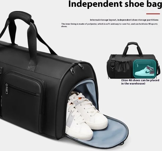 Sac de voyage étanche Botec de haute qualité - sac de sport - sac à dos étanche - avec compartiments séparateurs - en polyester résistant - capacité jusqu'à 55 L