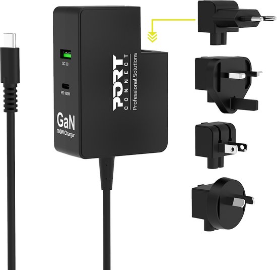 FDTEK Universele Stekkeradapter Internationale Reisadapter met 2 USB- en 2 Type C-Stroomadapters