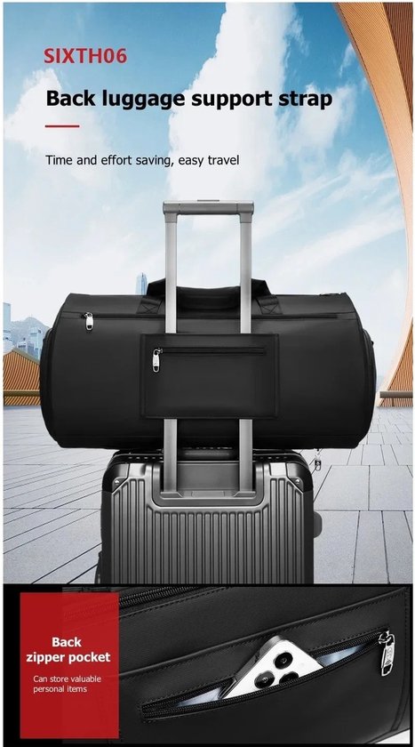 Sac de voyage étanche Botec de haute qualité - sac de sport - sac à dos étanche - avec compartiments séparateurs - en polyester résistant - capacité jusqu'à 55 L