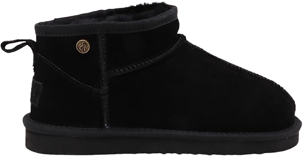 Alpacas Footwear - Dames - Echt suéde korte laarzen met stoere naad - Gevoerd met 100% echt lamswol - Zwart - 41