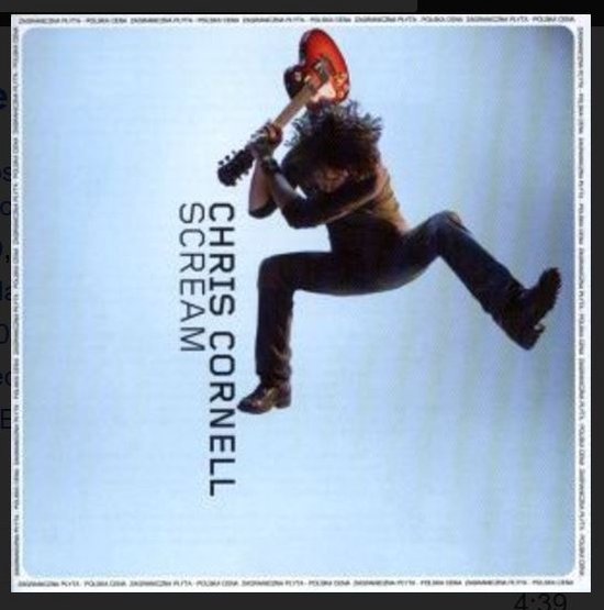 Chris Cornell, SCREAM albumhoes met man die in de lucht springt met gitaar.