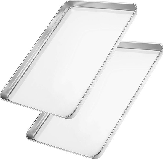 ZOENHOU Set van 2 roestvrijstalen bakplaten set, 40 cm grote