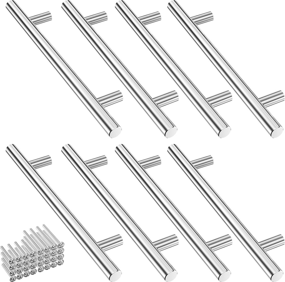 8 Stuks Roestvrijstalen Keukengrepen – Duurzame Deurgrepen met 128 mm Gatafstand voor Meubels