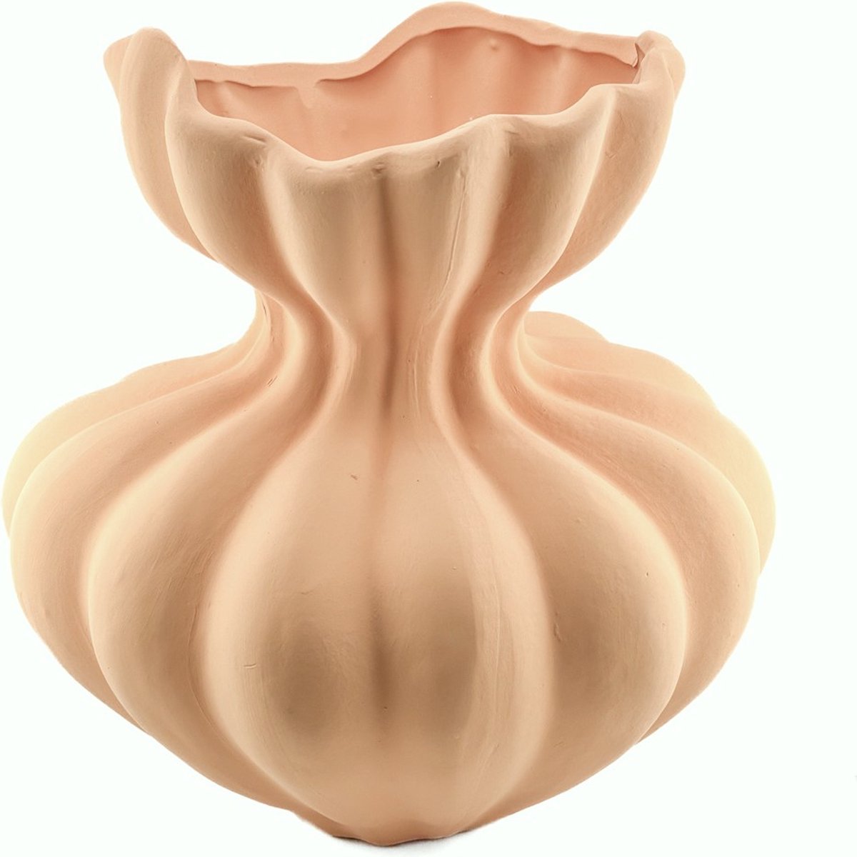 homebound by ky Aardewerk vaas organic sandstone | 29x29x30cm | bloemenvaas keramiek organisch oranje