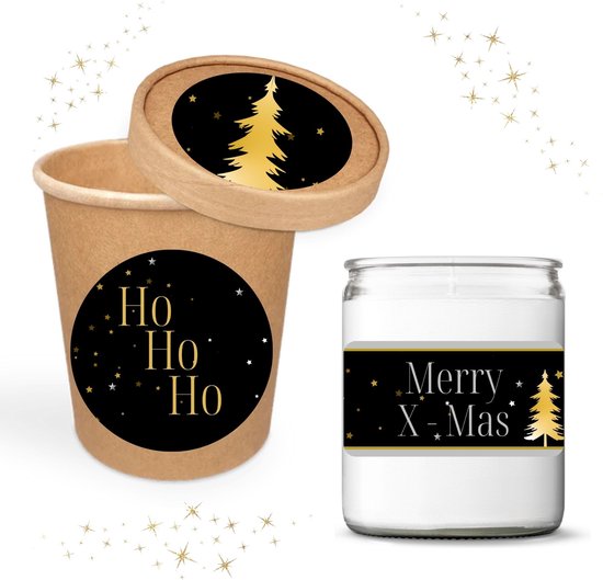 Bolsius Kerst Kaars in een potje | 50 Branduren | Kerstcadeau | Zwart Goud | Glas